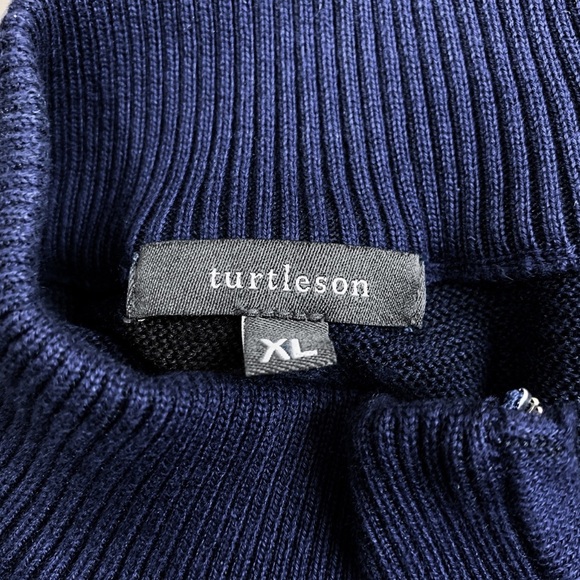 Turtleson Pima Cotton Golf Pullover XL Quarter Zip Navy Preppy Coastal - Picture 6 of 9